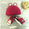 Conjunto de Zapatillas Deportivas con Gorro de Osito Fucsia